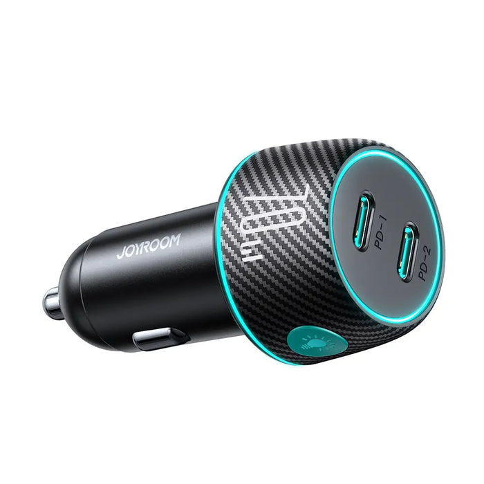 2x USB C 70W car charger with LED backlight Joyroom JR-CCN02 - black - Cell phone USB charger<<<HurtelXML