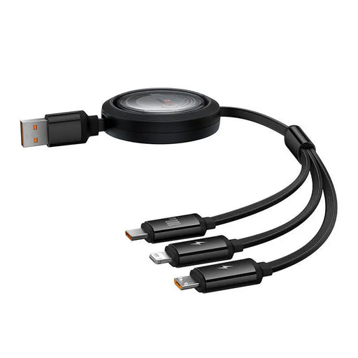 3-in-1 Baseus Free2Draw USB to M + L + C 100W cable 1.1 m (black) - Combo Cables<<<USB cables<<<GSM