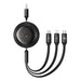 3-in-1 Baseus Free2Draw USB to M + L + C 100W cable 1.1 m (black) - Combo Cables<<<USB cables<<<GSM