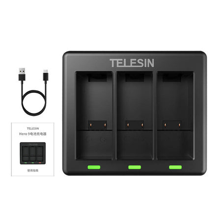 3-slot charger Telesin for GoPro Hero 12 / Hero 11 / Hero 10 / Hero 9 - For sports cameras<<<Accessories<<<Photo