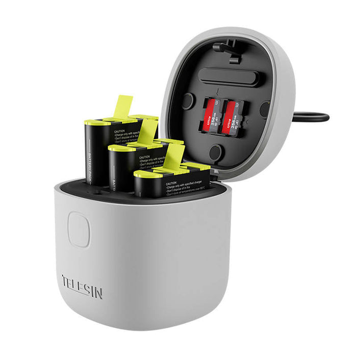 3-slot waterproof charger Telesin Allin box for GoPro Hero 9 / Hero 10 / Hero 11 / Hero 12 + 3 batteries
