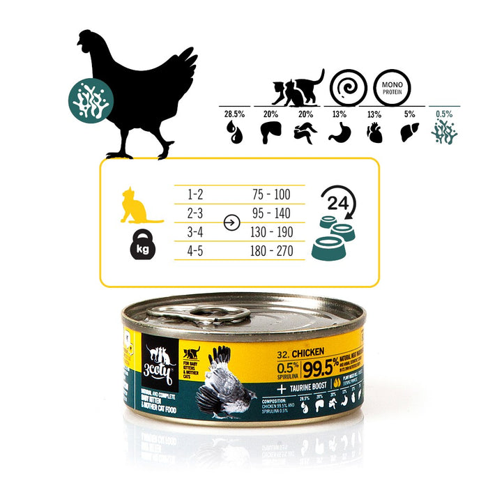 3COTY Chicken with spirulina For kittens and nursing cats - wet cat food - 80g