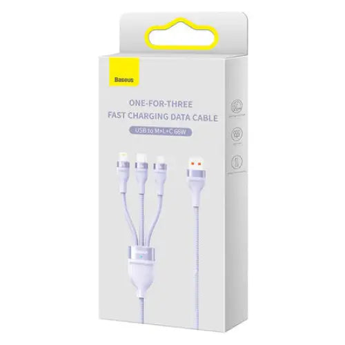 3in1 USB cable Baseus Flash II Series USB-C + micro USB + Lightning 66W 1.2m (Purple) - Combo Cables<<<USB cables<<<GSM