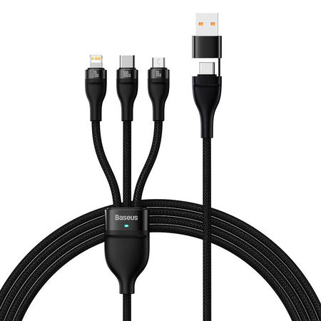 3in1 USB cable Baseus Flash Series 2 USB-C + micro USB + Lightning 100W 1.2m (black) - Combo Cables<<<USB cables<<<GSM