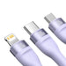 3in1 USB cable Baseus Flash Series 2 USB-C + micro USB + Lightning 100W 1.2m (purple) - Combo Cables<<<USB cables<<<GSM