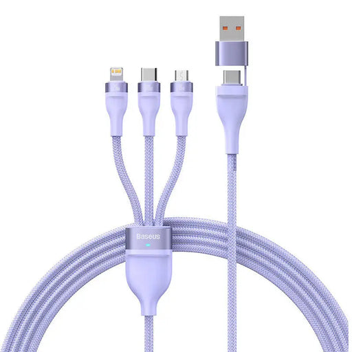 3in1 USB cable Baseus Flash Series 2 USB-C + micro USB + Lightning 100W 1.2m (purple) - Combo Cables<<<USB cables<<<GSM
