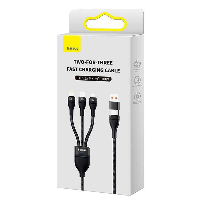 3in1 USB cable Baseus Flash Series 2 USB-C + micro USB + Lightning 100W 1.2m (black) - Combo Cables<<<USB cables<<<GSM