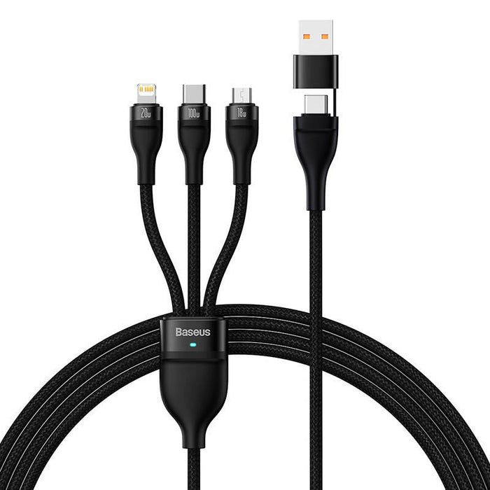 3in1 USB cable Baseus Flash Series 2 USB-C + micro USB + Lightning 100W 1.2m (black) - Combo Cables<<<USB cables<<<GSM