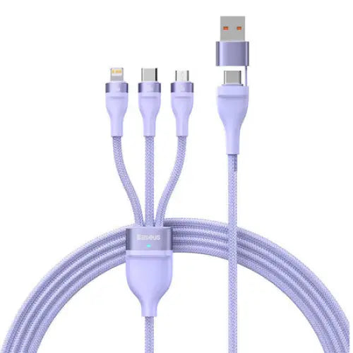 3in1 USB cable Baseus Flash Series 2 USB-C + micro USB + Lightning 100W 1.2m (purple) - Combo Cables<<<USB cables<<<GSM