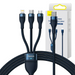 3in1 USB cable Baseus Flash Series 2 USB-C + micro USB + Lightning 100W 1.5m (blue) - Combo Cables<<<USB cables<<<GSM