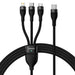 3in1 USB cable Baseus Flash Series 2 USB-C + micro USB + Lightning 100W 1.5m (black) - Combo Cables<<<USB cables<<<GSM