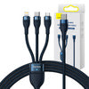3in1 USB cable Baseus Flash Series 2 USB-C + micro USB + Lightning 100W 1.5m (blue) - Combo Cables<<<USB cables<<<GSM