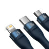 3in1 USB cable Baseus Flash Series USB-C + micro USB + Lightning 100W 1.2m (blue) - Combo Cables<<<USB cables<<<GSM
