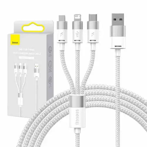 3in1 USB cable Baseus StarSpeed Series USB-C + Micro + Lightning 3,5A 1.2m (White) - Combo Cables<<<USB cables<<<GSM