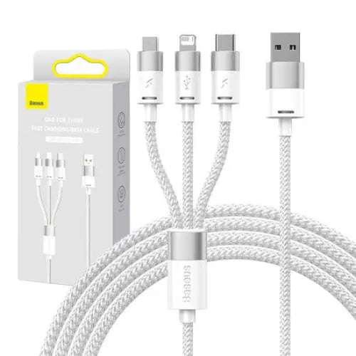 3in1 USB cable Baseus StarSpeed Series USB-C + Micro + Lightning 3,5A 1.2m (White) - Combo Cables<<<USB cables<<<GSM