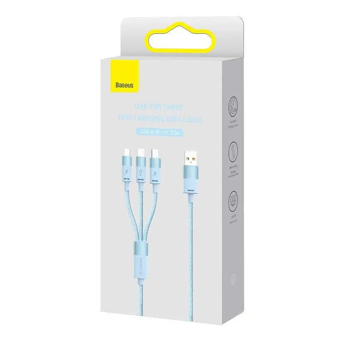 3in1 USB cable Baseus StarSpeed Series USB-C + Micro + Lightning 3,5A 1.2m (Blue) - Combo Cables<<<USB cables<<<GSM