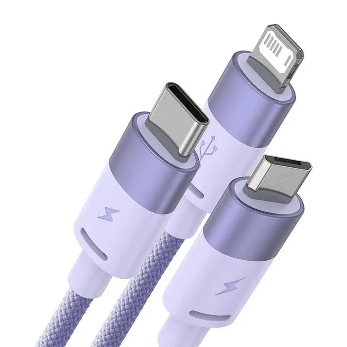3in1 USB cable Baseus StarSpeed Series USB-C + Micro + Lightning 3,5A 1.2m (Purple) - Combo Cables<<<USB cables<<<GSM