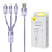 3in1 USB cable Baseus StarSpeed Series USB-C + Micro + Lightning 3,5A 1.2m (Purple) - Combo Cables<<<USB cables<<<GSM