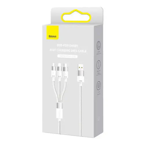 3in1 USB cable Baseus StarSpeed Series USB-C + Micro + Lightning 3,5A 1.2m (White) - Combo Cables<<<USB cables<<<GSM