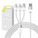 3in1 USB cable Baseus StarSpeed Series USB-C + Micro + Lightning 3,5A 1.2m (White) - Combo Cables<<<USB cables<<<GSM