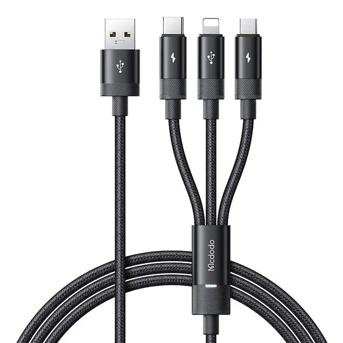 3in1 USB to USB-C / Lightning / Micro USB Cable Mcdodo CA-5790 3.5A 1.2m (black) - Combo Cables<<<USB cables<<<GSM