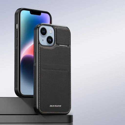 3in1 Wallet Case with Stand for iPhone 15 MagSafe RFID Blocking Dux Ducis Rafi Mag - Black - Cell phone cases