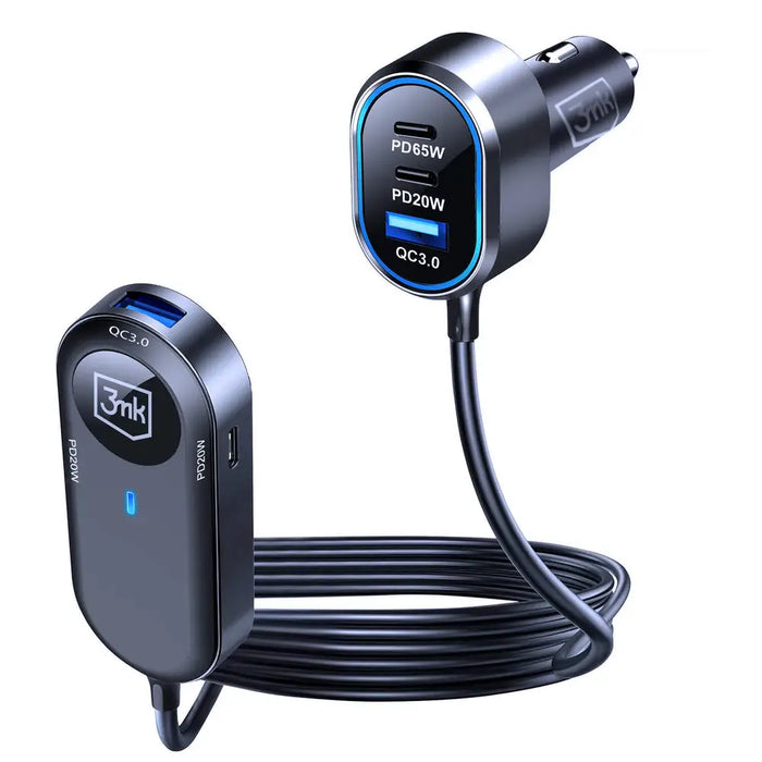 3mk Double Car Charger 135W PD QC PPS USB-C USB-A - Black - *Kategoria tymczasowa<<<HurtelXML