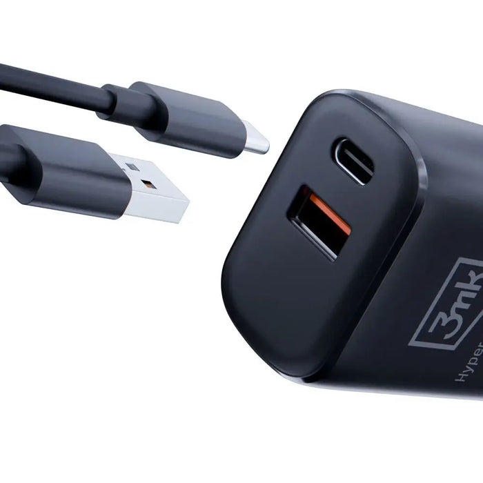 3mk Hyper Charger 20W USB-C USB-A wall charger - black - Cell phone USB charger<<<HurtelXML