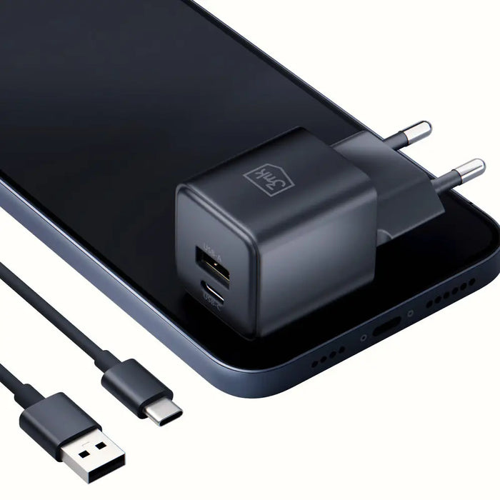 3mk Hyper GaN Charger 20W QC4+ PD PPS USB-C USB-A Wall Charger - Black - *Kategoria tymczasowa<<<HurtelXML