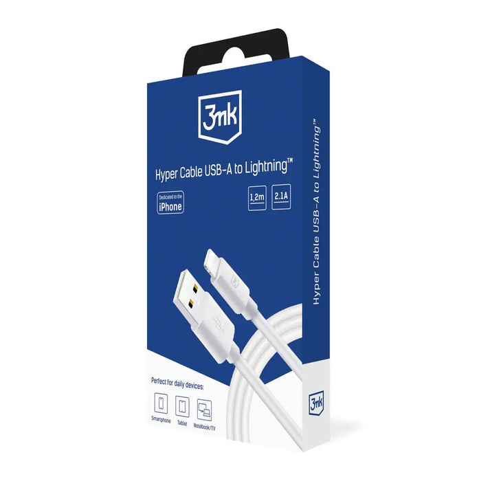 3mk Hyper USB-A Lightning cable 1.2m 5V/2.1A 12W - white - Cables and tapes<<<HurtelXML