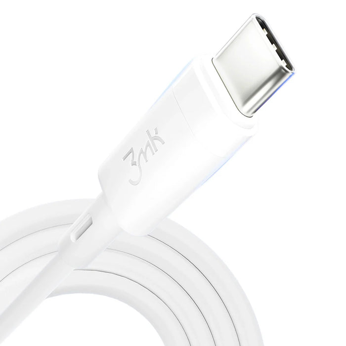 3MK HyperSilicone Cable USB-C / USB-C white cable 1m 60W 3A - Cell phone tempered glass<<<HurtelXML