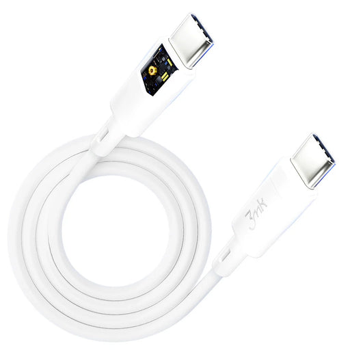 3MK HyperSilicone Cable USB-C / USB-C white cable 1m 60W 3A - Cell phone tempered glass<<<HurtelXML