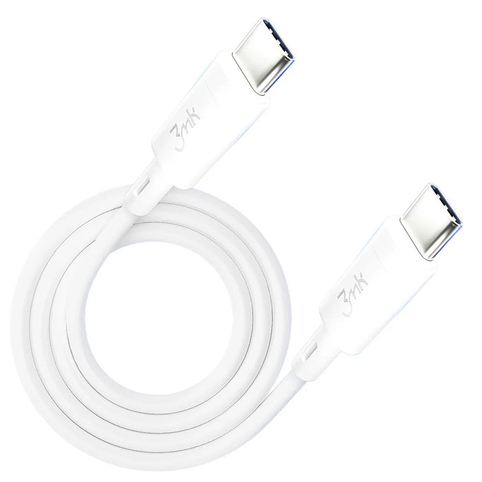 3MK HyperSilicone Cable USB-C / USB-C white cable 1m 60W 3A - Cell phone tempered glass<<<HurtelXML