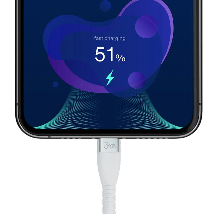 3MK HyperSilicone MFI USB-C / Lightning cable white 1m 20W 3A - Cell phone tempered glass<<<HurtelXML