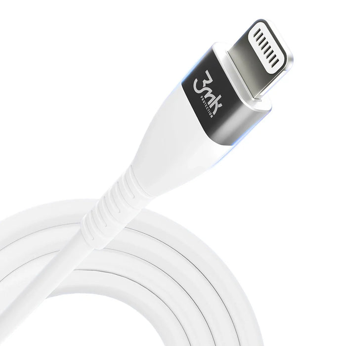 3MK HyperSilicone MFI USB-C / Lightning cable white 1m 20W 3A - Cell phone tempered glass<<<HurtelXML
