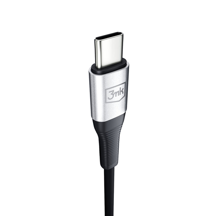 3mk AUX minijack 3.5 mm / USB-C cable - silver