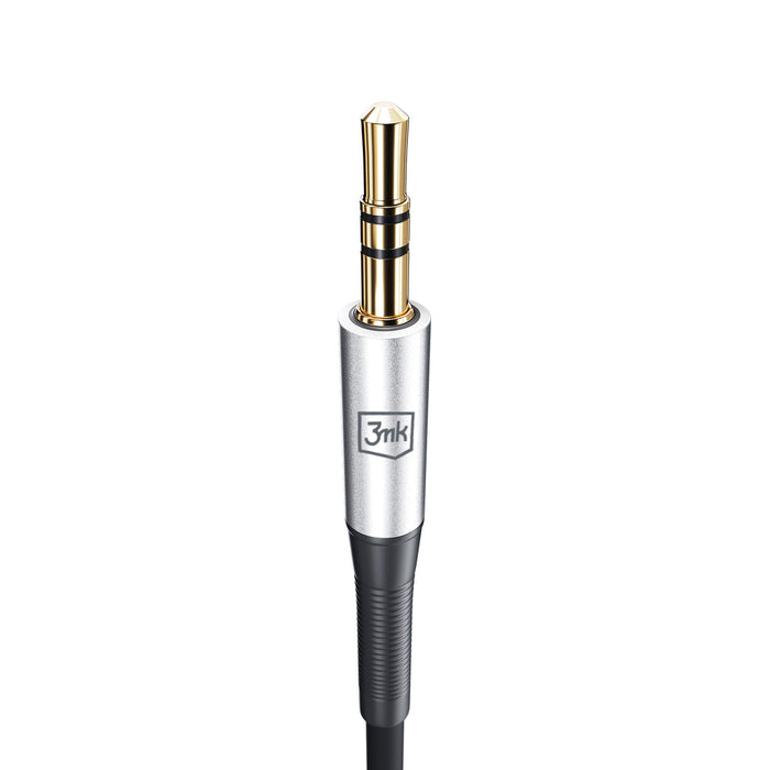 3mk AUX minijack 3.5 mm / USB-C cable - silver