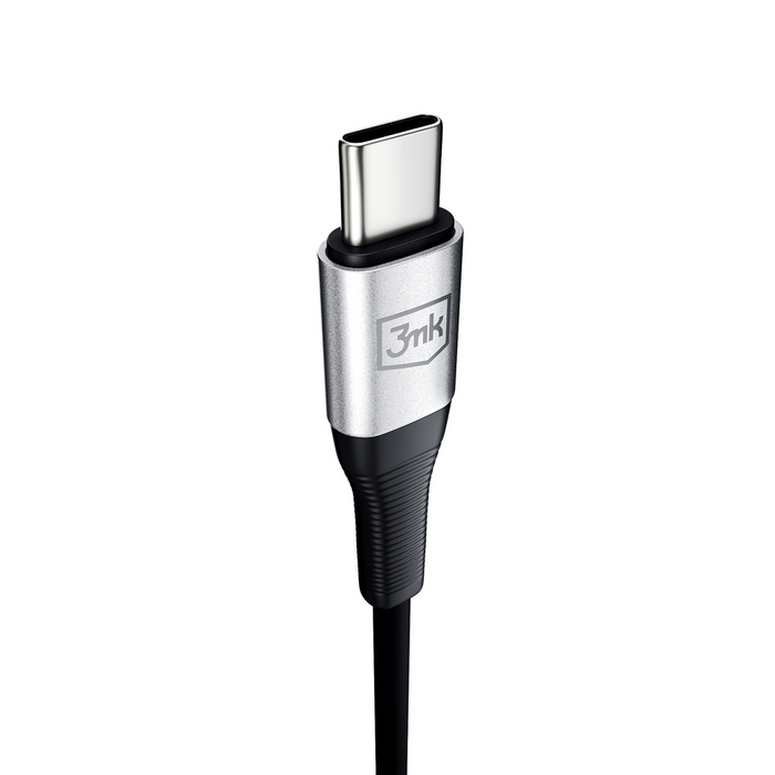 3mk AUX minijack 3.5 mm / USB-C cable - silver