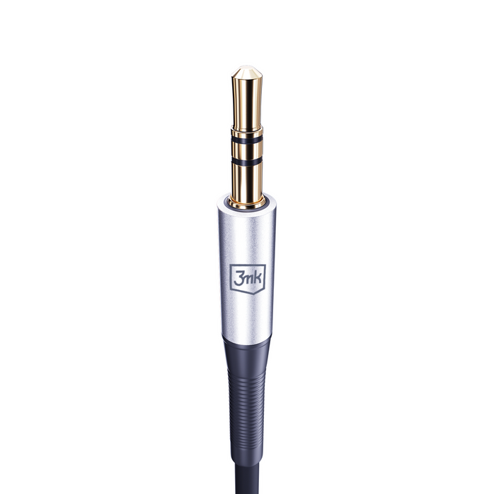 3mk AUX minijack 3.5 mm / USB-C cable - silver