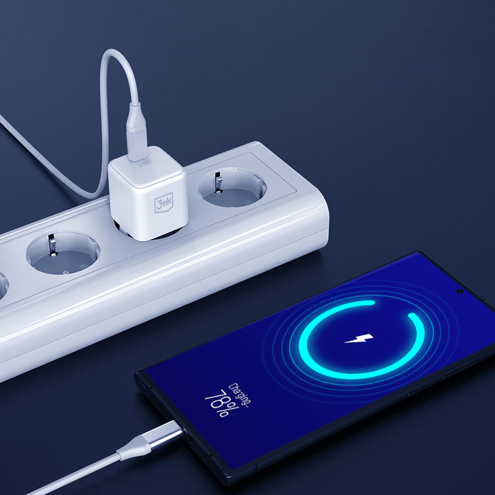 3mk Hyper Charger PD GaN 25W Wall Charger with USB-C Cable - White