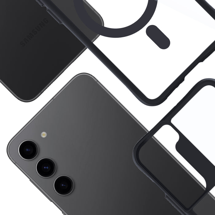 3mk Satin Armor MagCase with MagSafe for Samsung Galaxy S23+ - Transparent with Black Frame