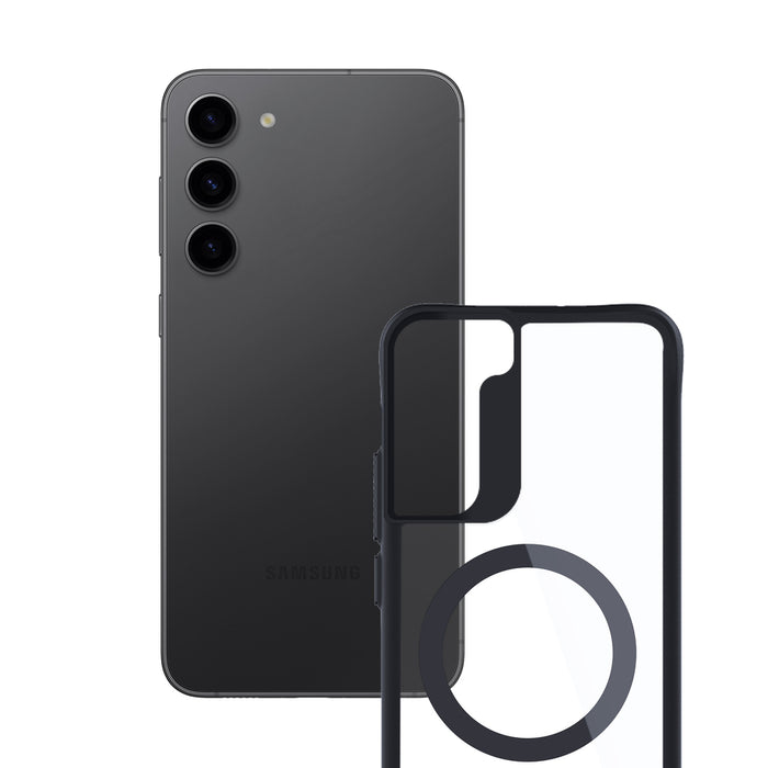 3mk Satin Armor MagCase with MagSafe for Samsung Galaxy S23+ - Transparent with Black Frame