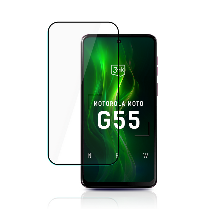 Tempered glass 3mk HardGlass Max Lite Black for Motorola Moto G55 5G
