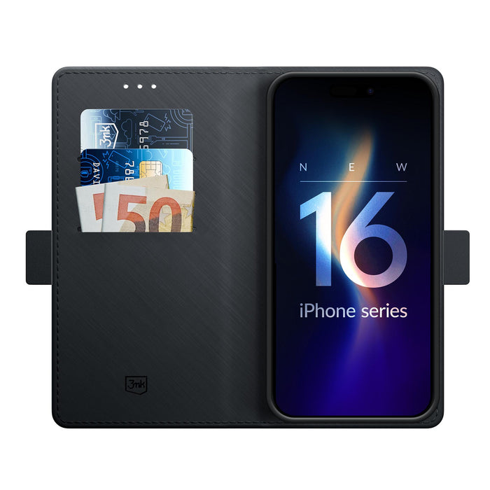 3mk Wallet Case for iPhone 16 Pro - Black