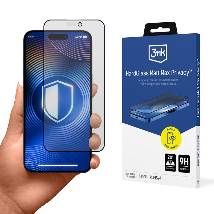3mk Hardglass Matt Max Privacy Tempered Glass for Apple iPhone 15/16
