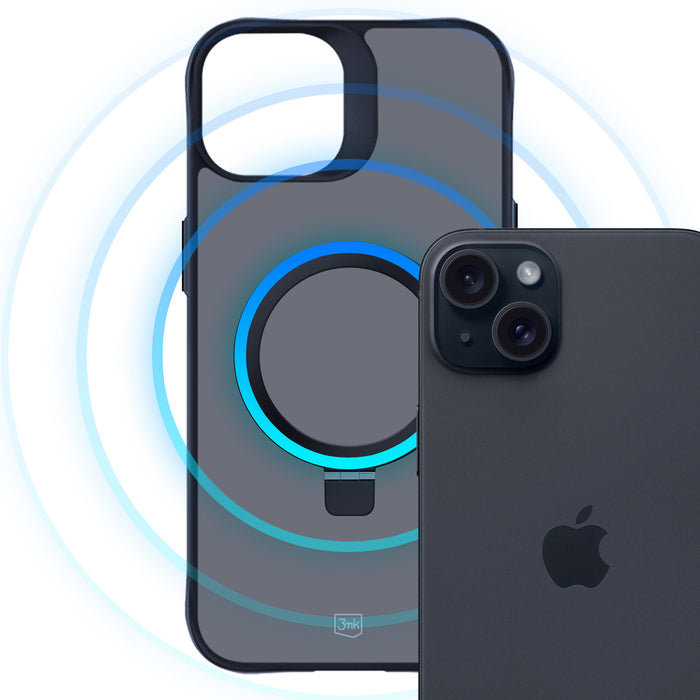 3mk Smoke Case Mag&amp;Stand for Apple iPhone 15 plus - black