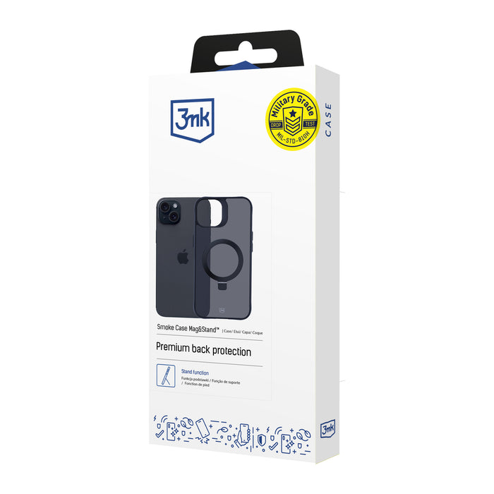 3mk Smoke Case Mag&amp;Stand for Apple iPhone 15 plus - black