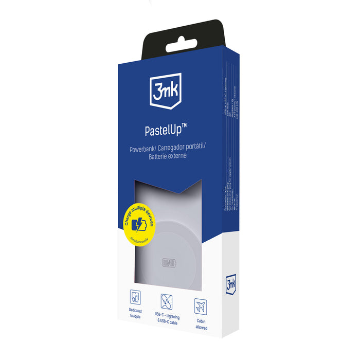 Powerbank 3mk PastelUp 10,000mAh 22.5W USB 1A1C - white