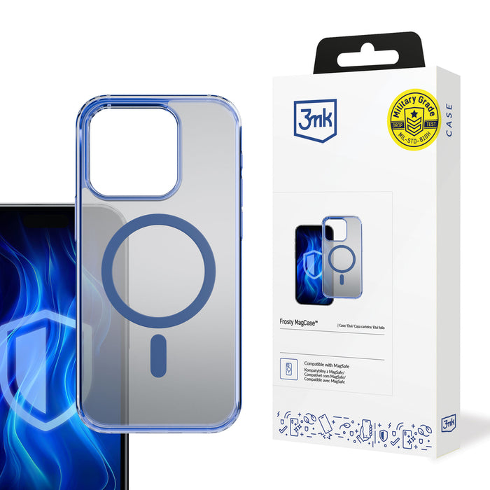 3mk Frosty MagCase Blue Case for Apple iPhone 16 Pro Max - Transparent