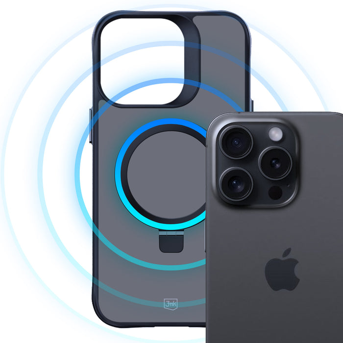 3mk Smoke Case Mag&amp;Stand for Apple iPhone 15 pro max - black